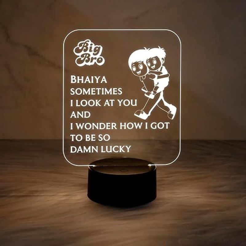 Gift for Big Brother | Express Your Love for Brother | Birthday Gift for Bhai | Rakhi Gift for Brother | Warm White Light | On/Off Touch Button | Unique Gift for Bhai